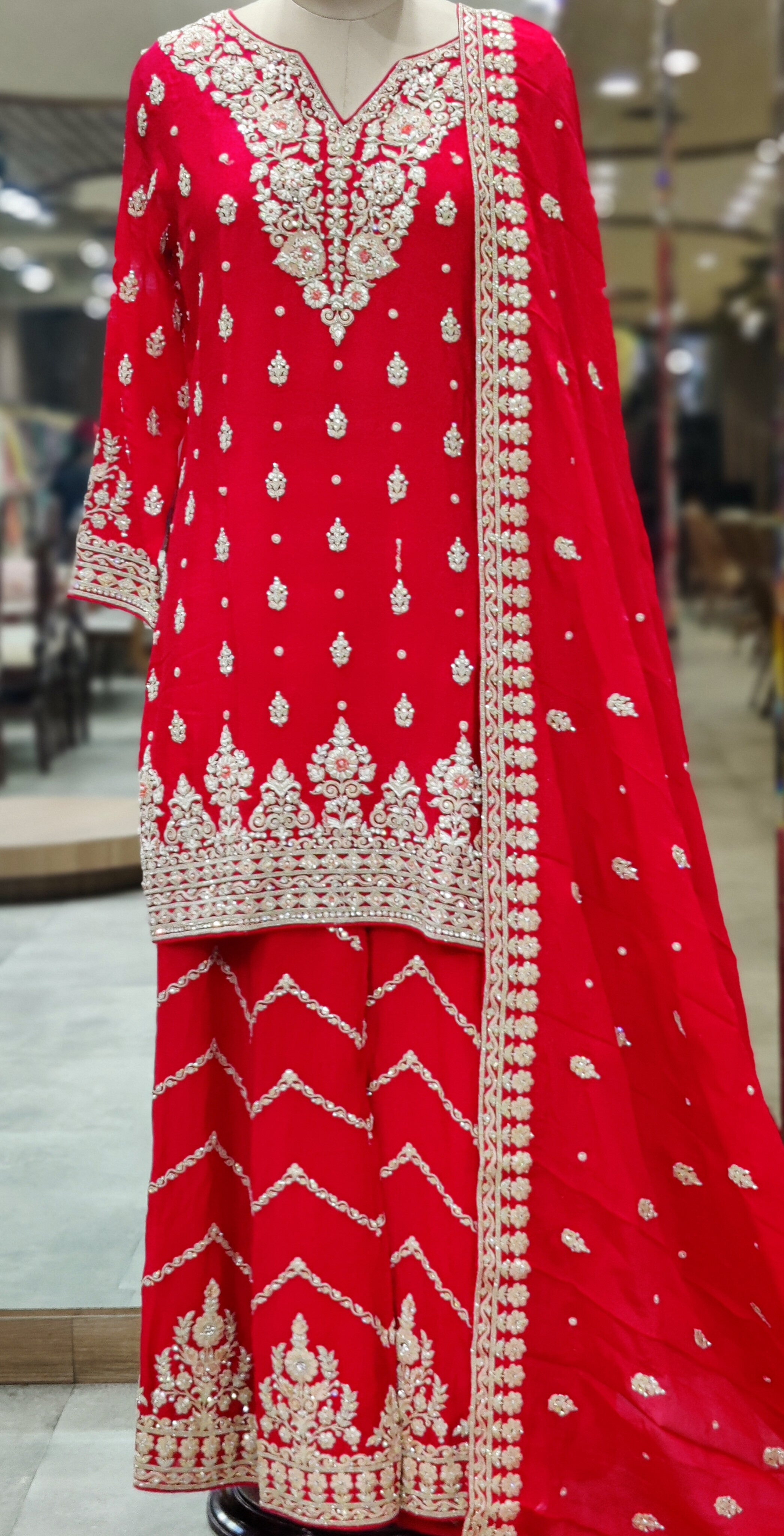 Cherry Red Sharara Suit – Bold Beauty with Regal Grace