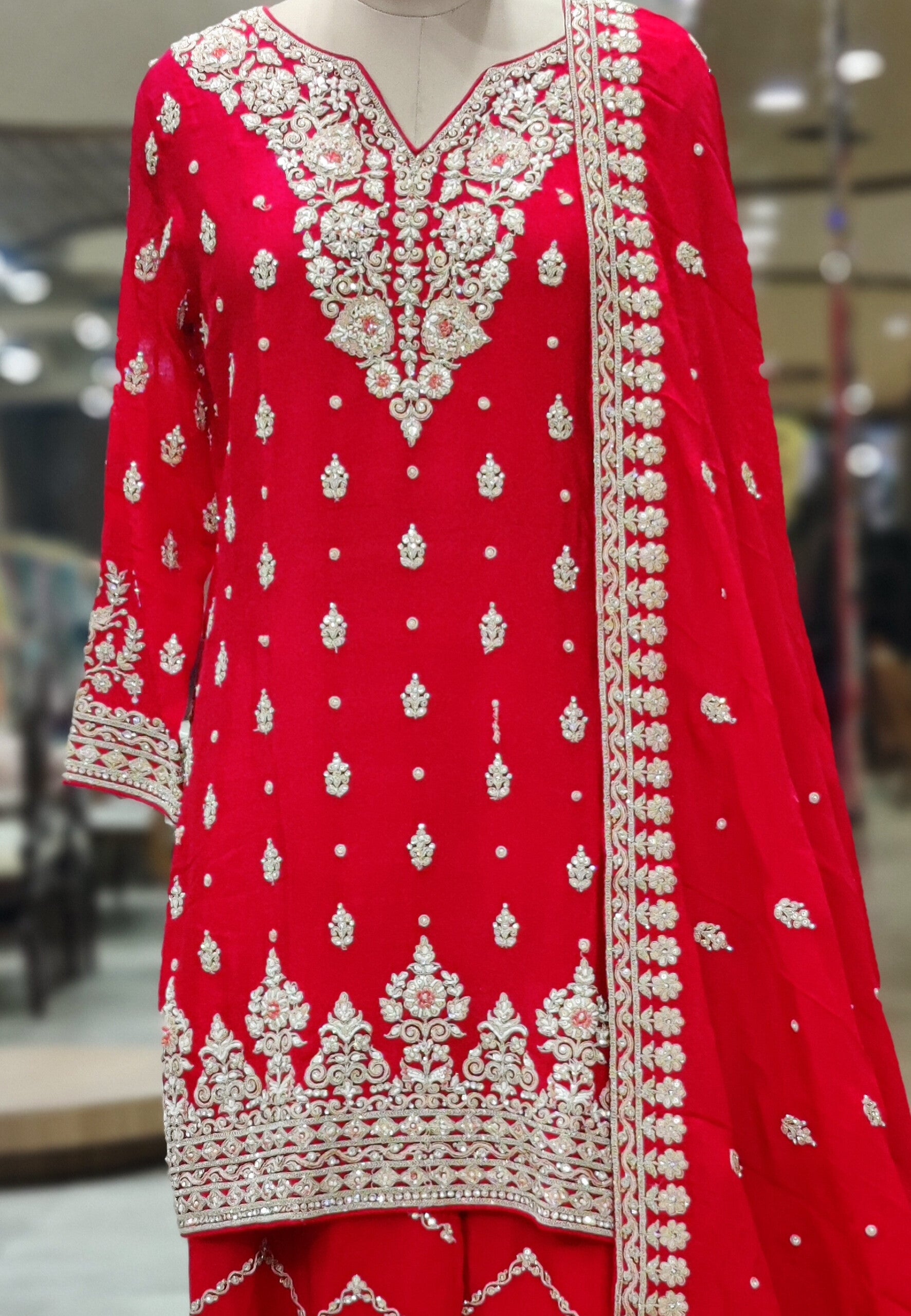Cherry Red Sharara Suit – Bold Beauty with Regal Grace