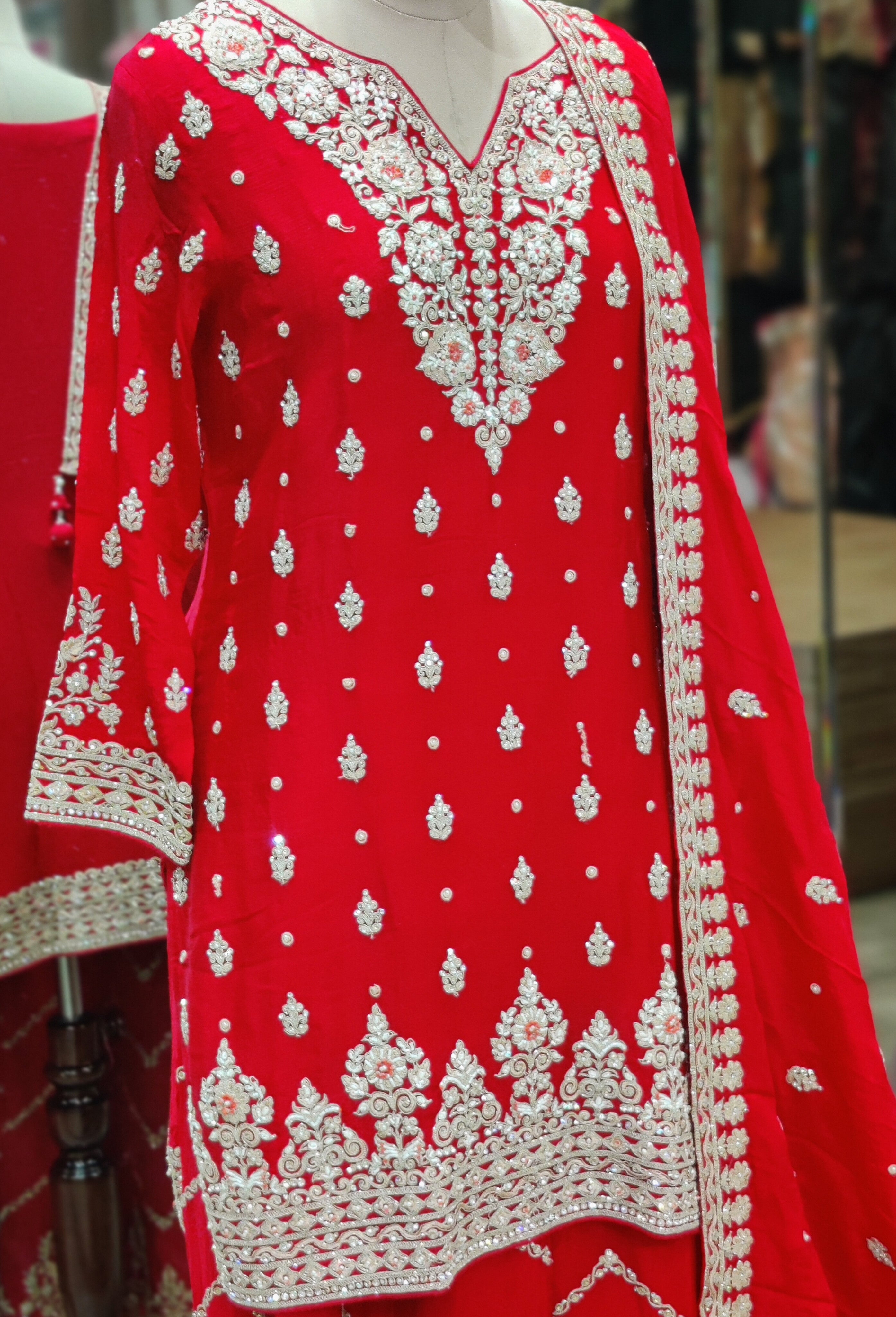Cherry Red Sharara Suit – Bold Beauty with Regal Grace