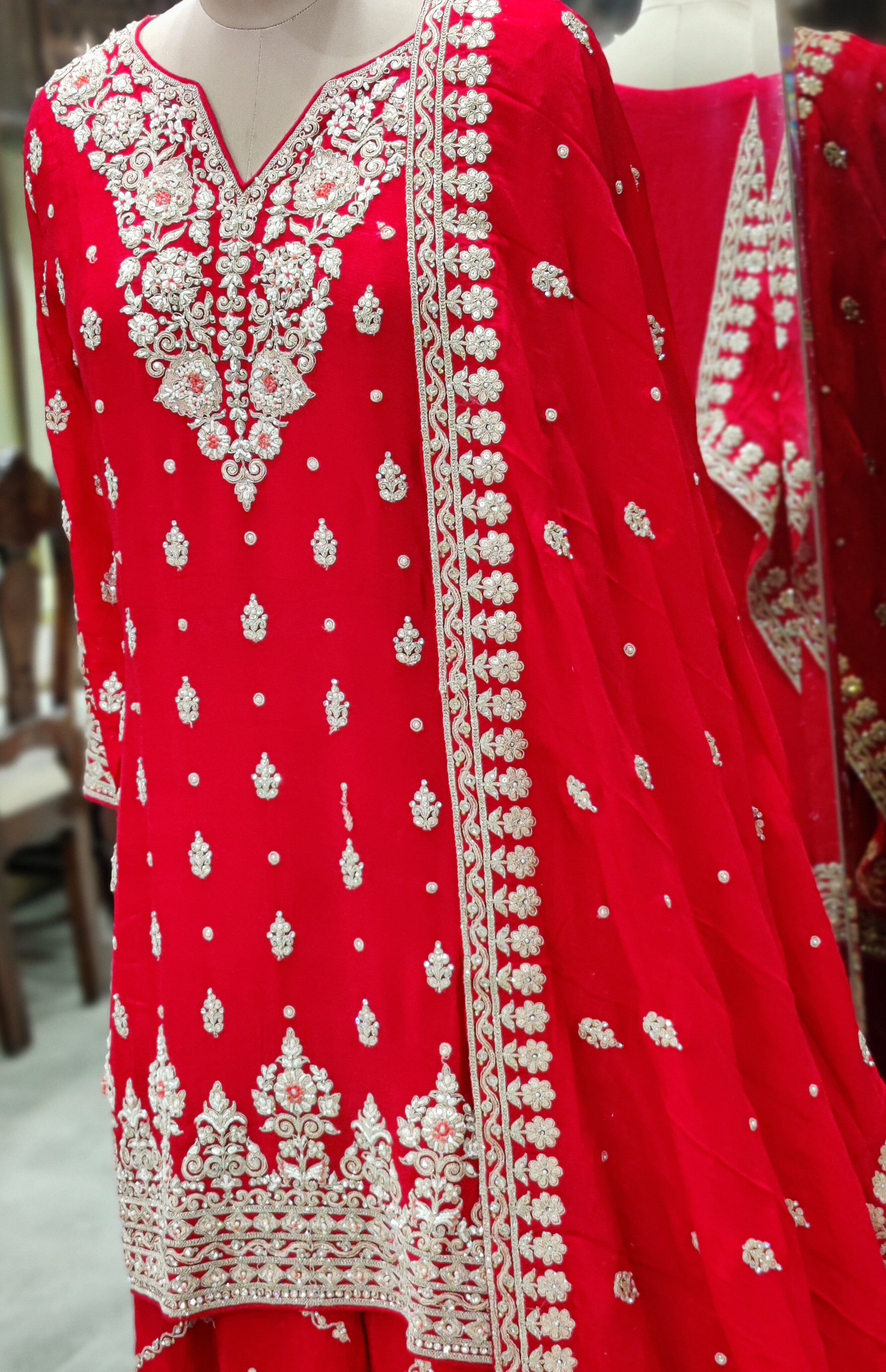 Cherry Red Sharara Suit – Bold Beauty with Regal Grace