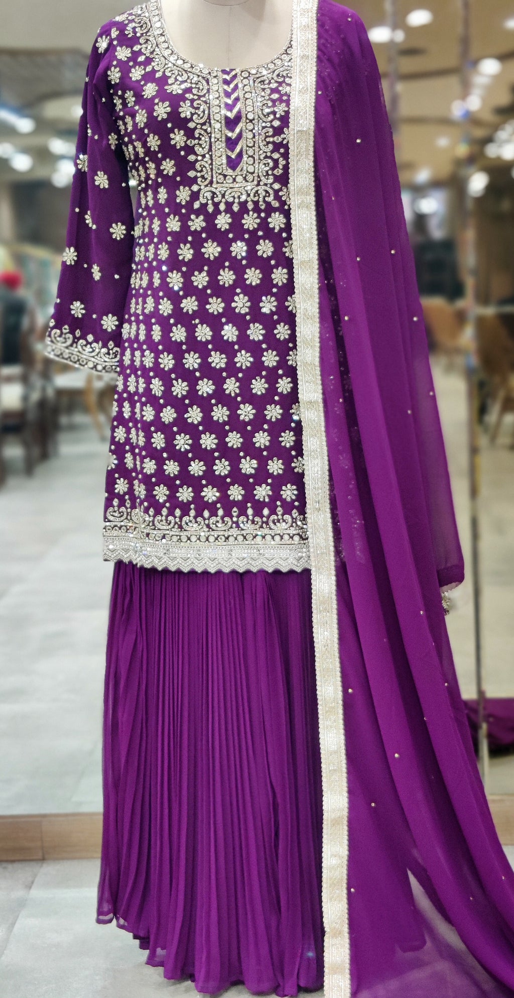 Royal Purple Sharara Suit – Elegance in Every Detail