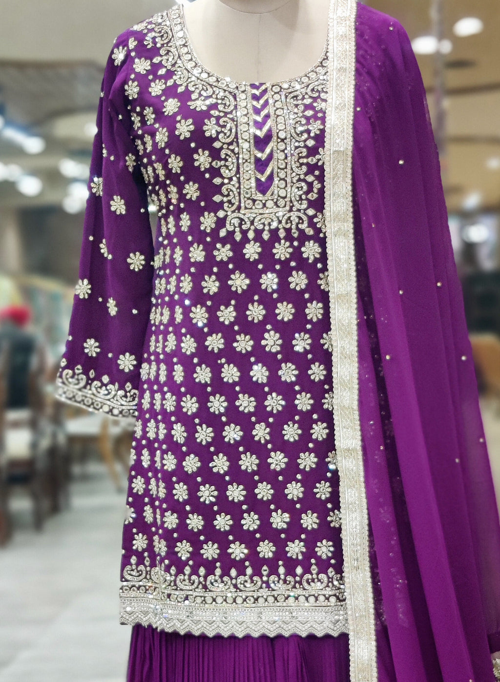 Royal Purple Sharara Suit – Elegance in Every Detail