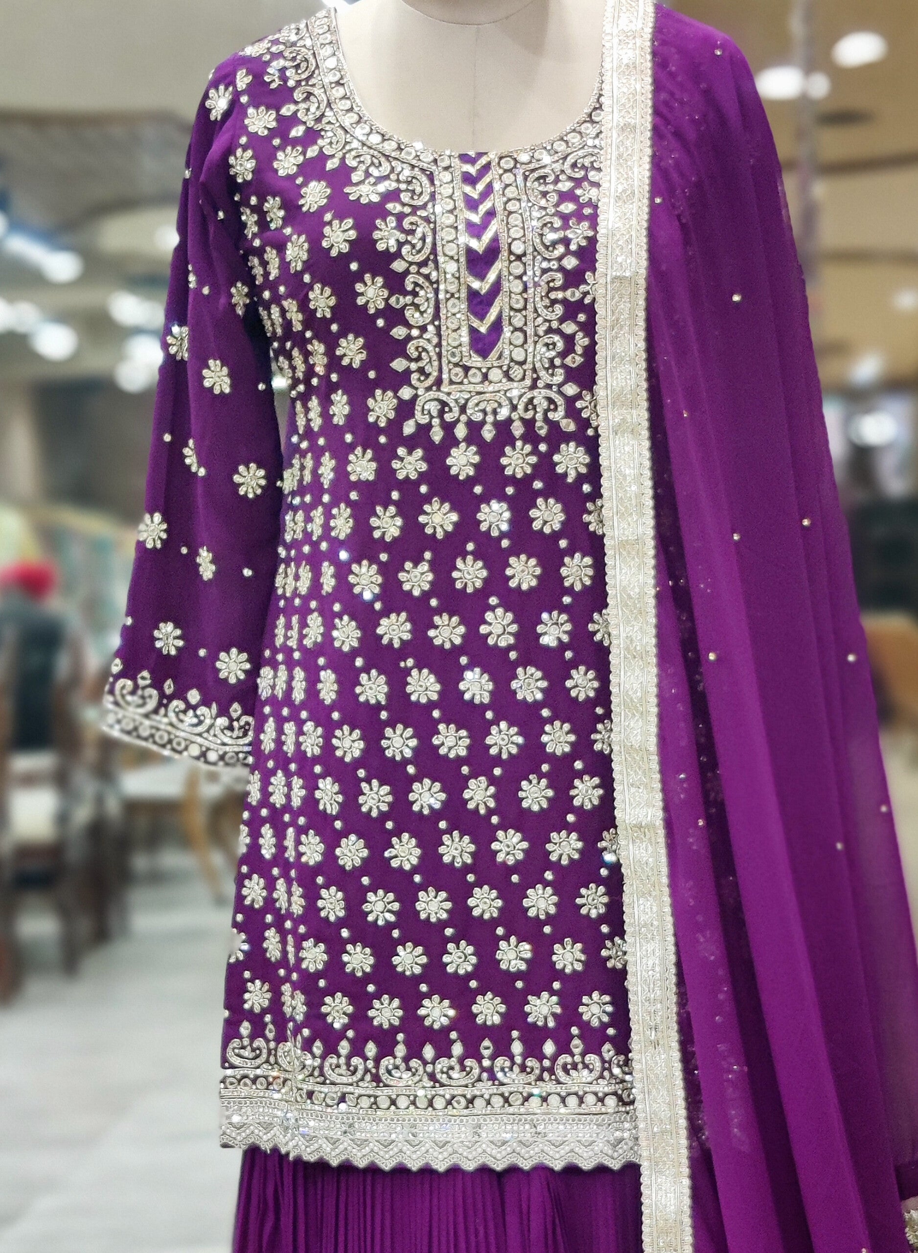 Royal Purple Sharara Suit – Elegance in Every Detail