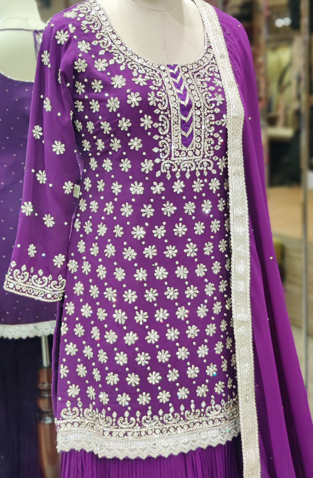 Royal Purple Sharara Suit – Elegance in Every Detail