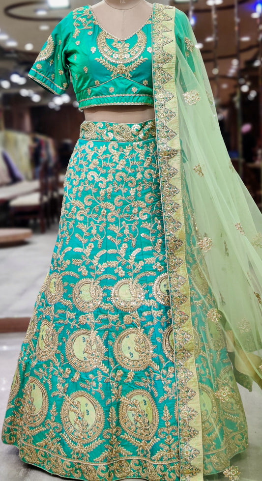 Emerald Green Lehenga Choli – Elegance in Every Twirl