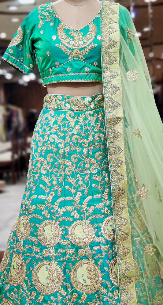 Emerald Green Lehenga Choli – Elegance in Every Twirl