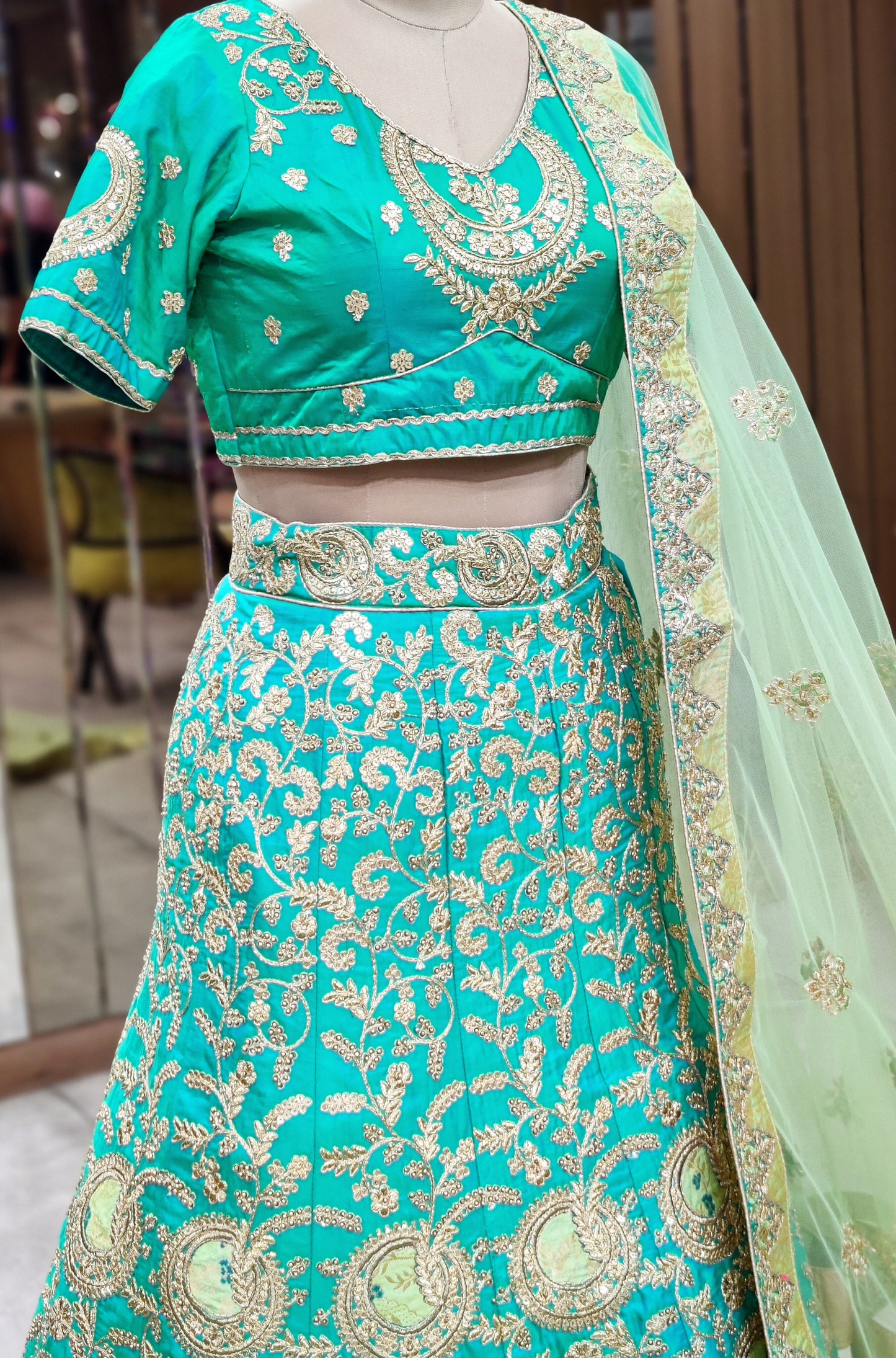 Emerald Green Lehenga Choli – Elegance in Every Twirl