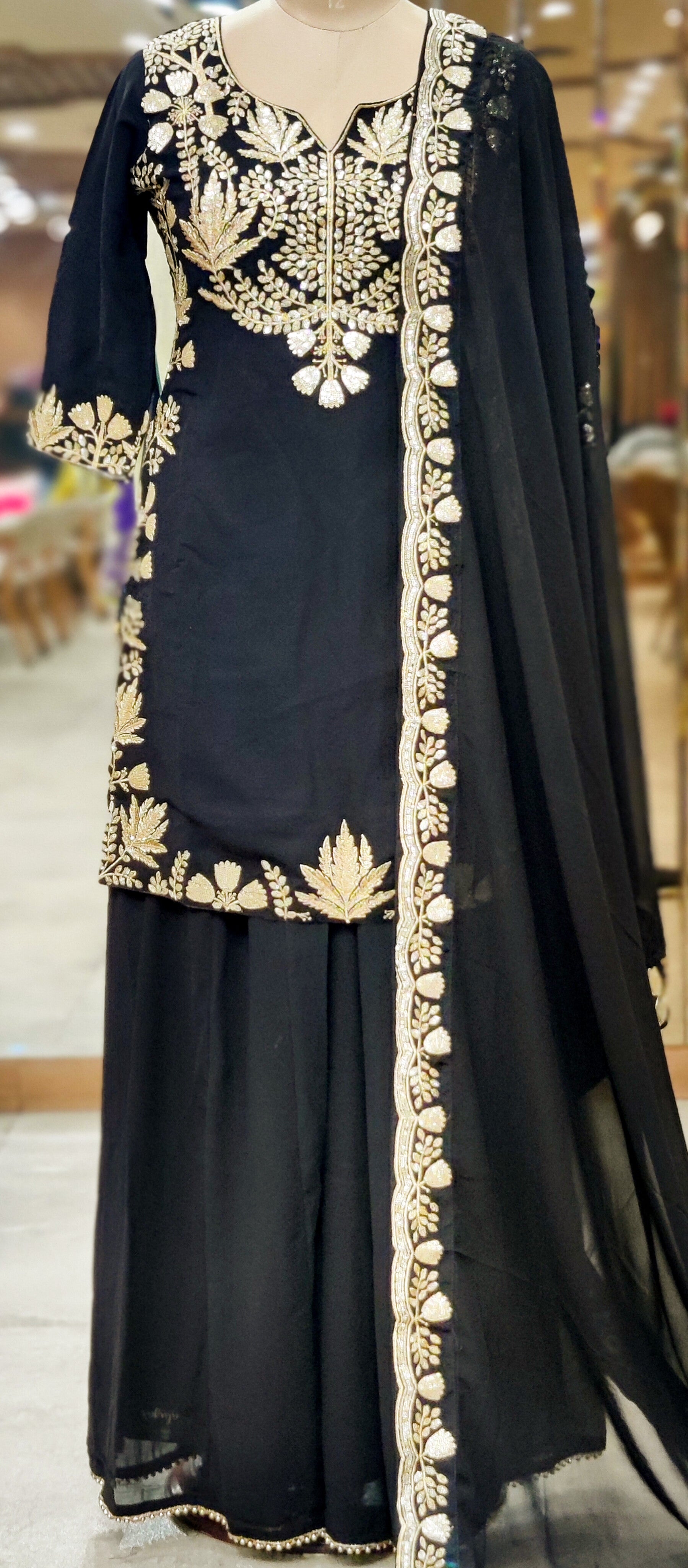 Elegant Black Sharara Suit