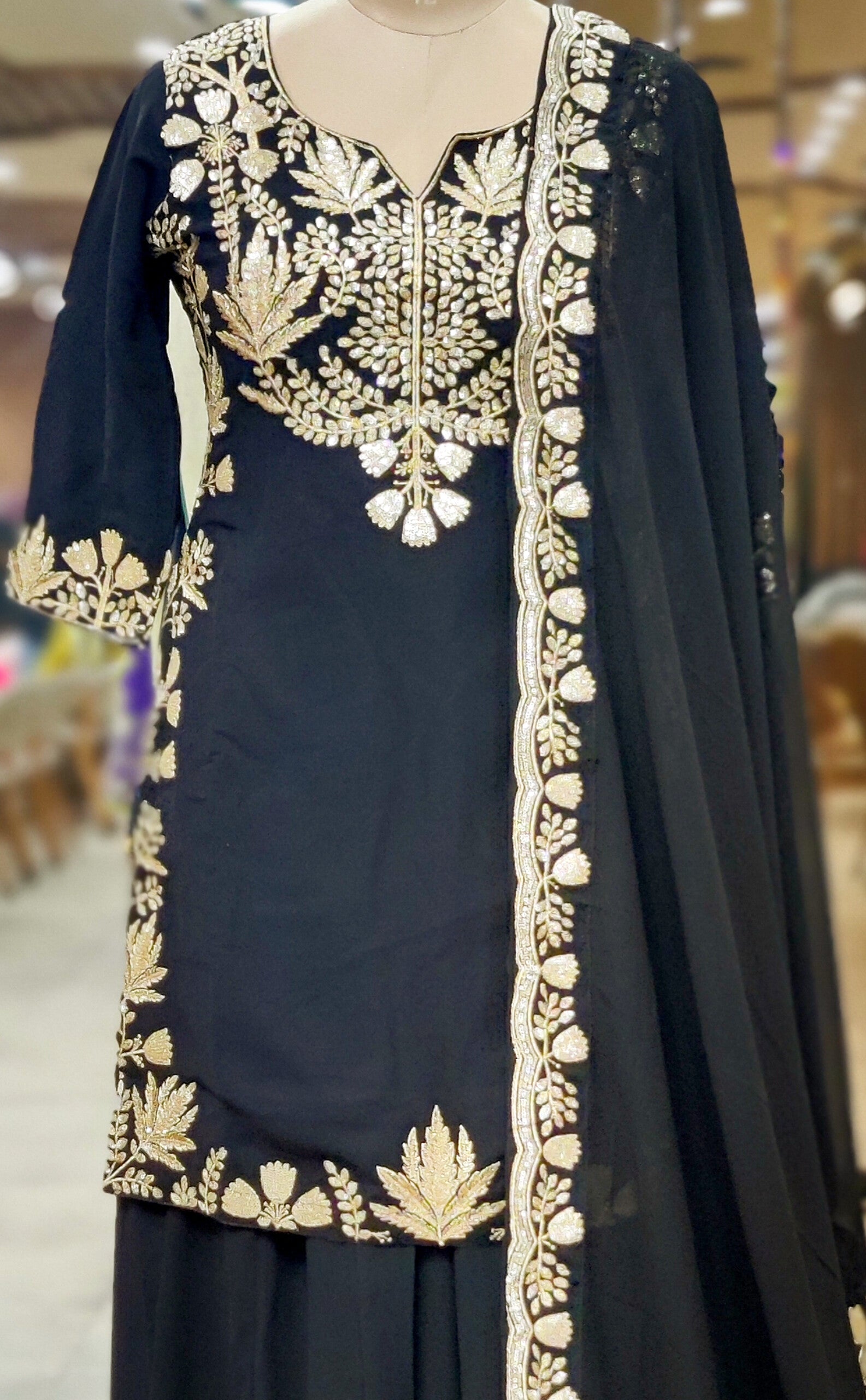 Elegant Black Sharara Suit