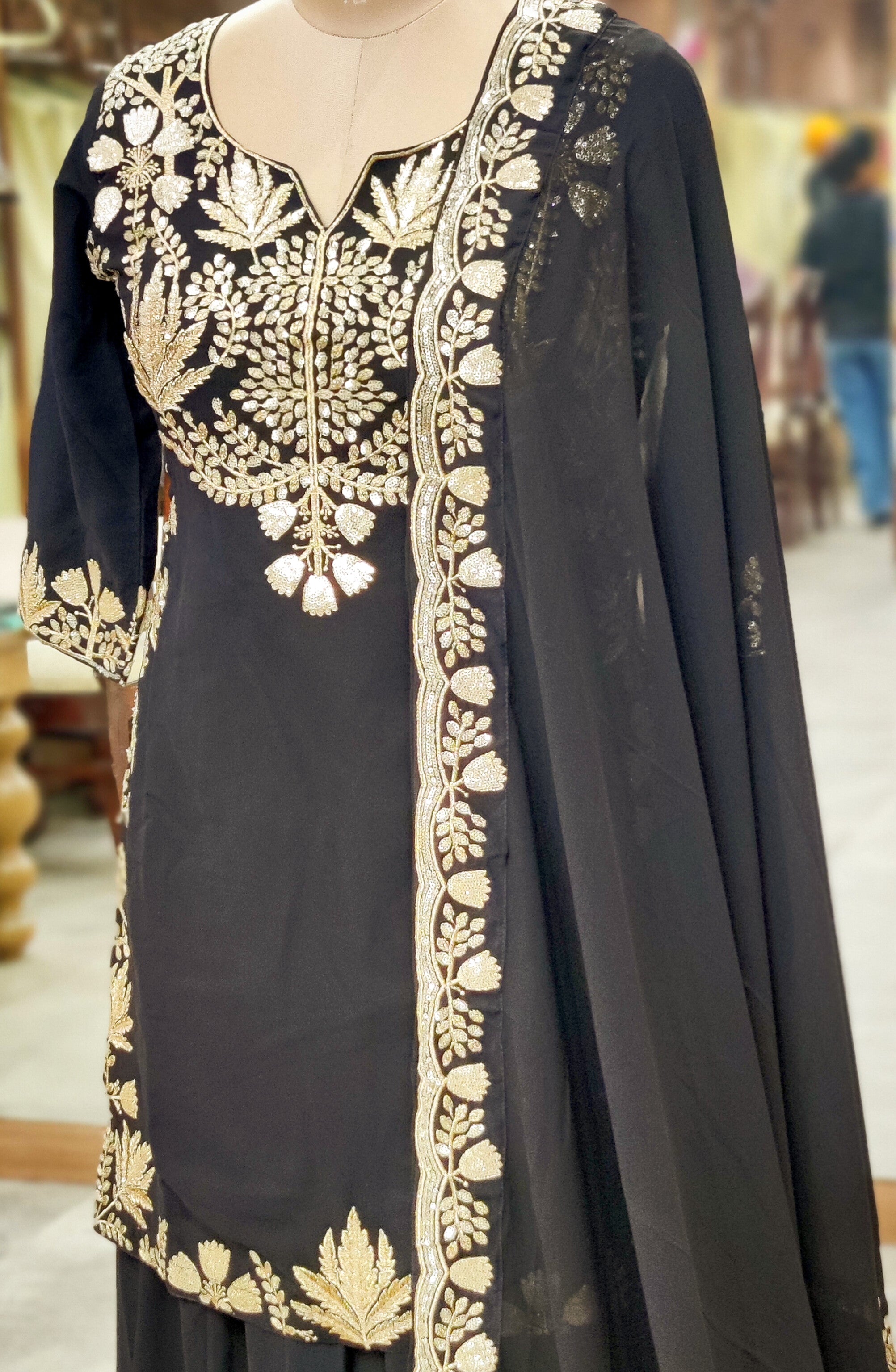 Elegant Black Sharara Suit
