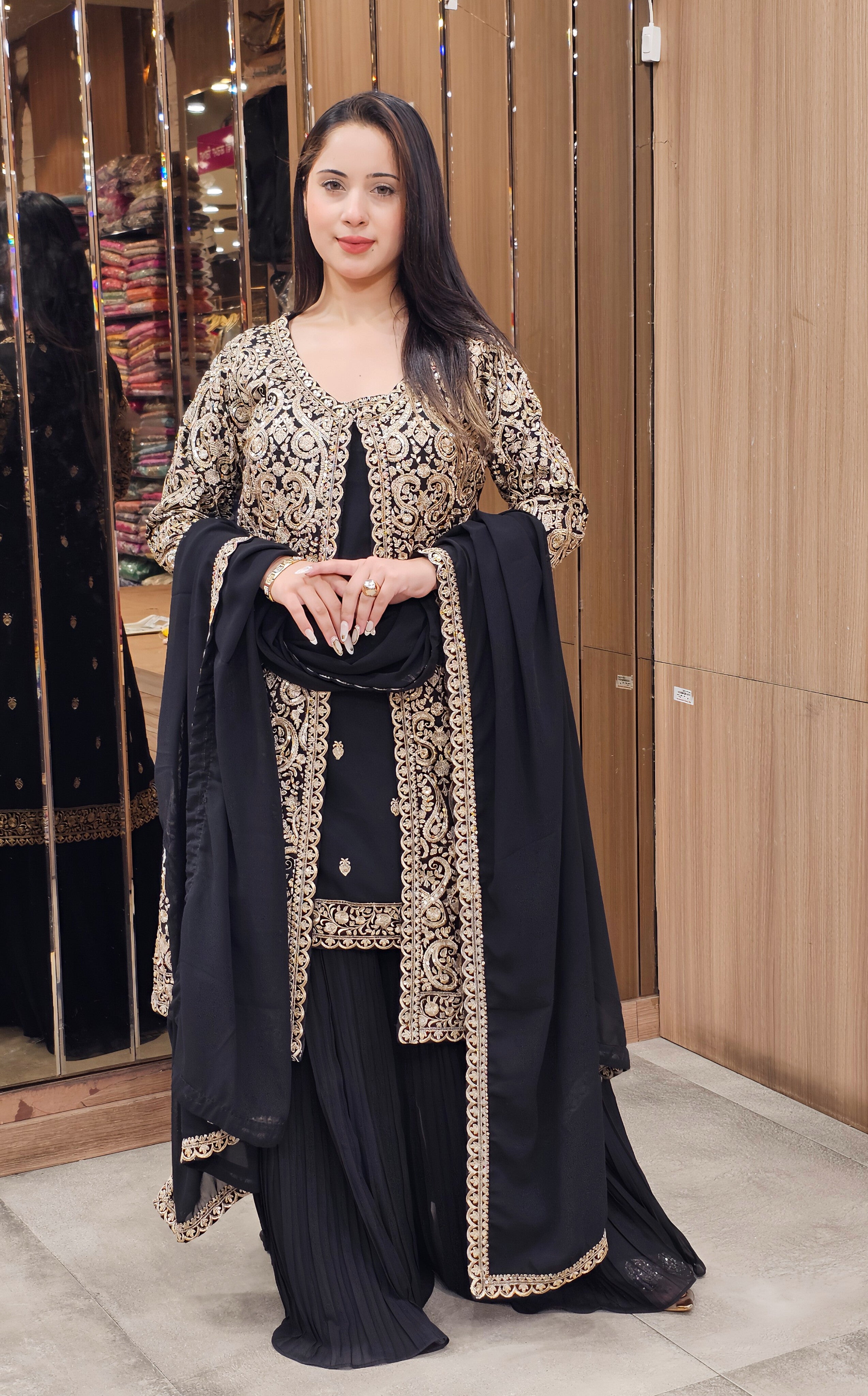 Chic Black Indo-Western Ensemble