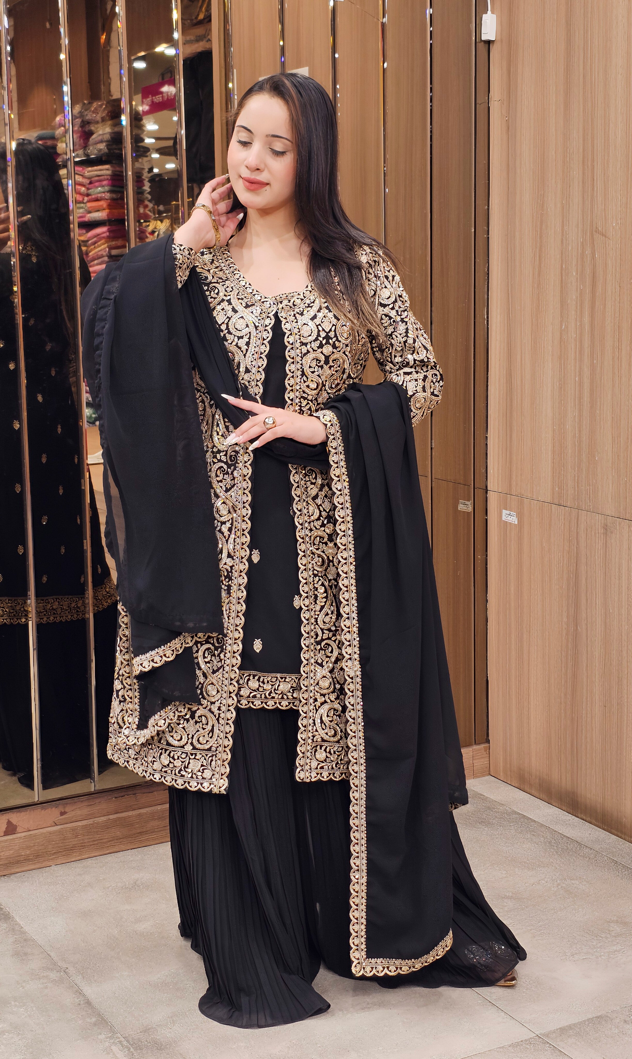 Chic Black Indo-Western Ensemble