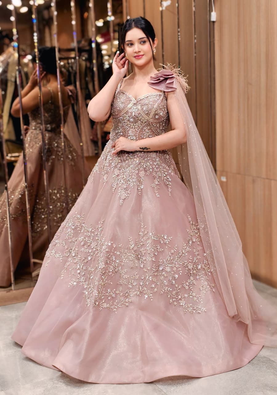 Elegance Light Pink Party Gown – By Saluja Store