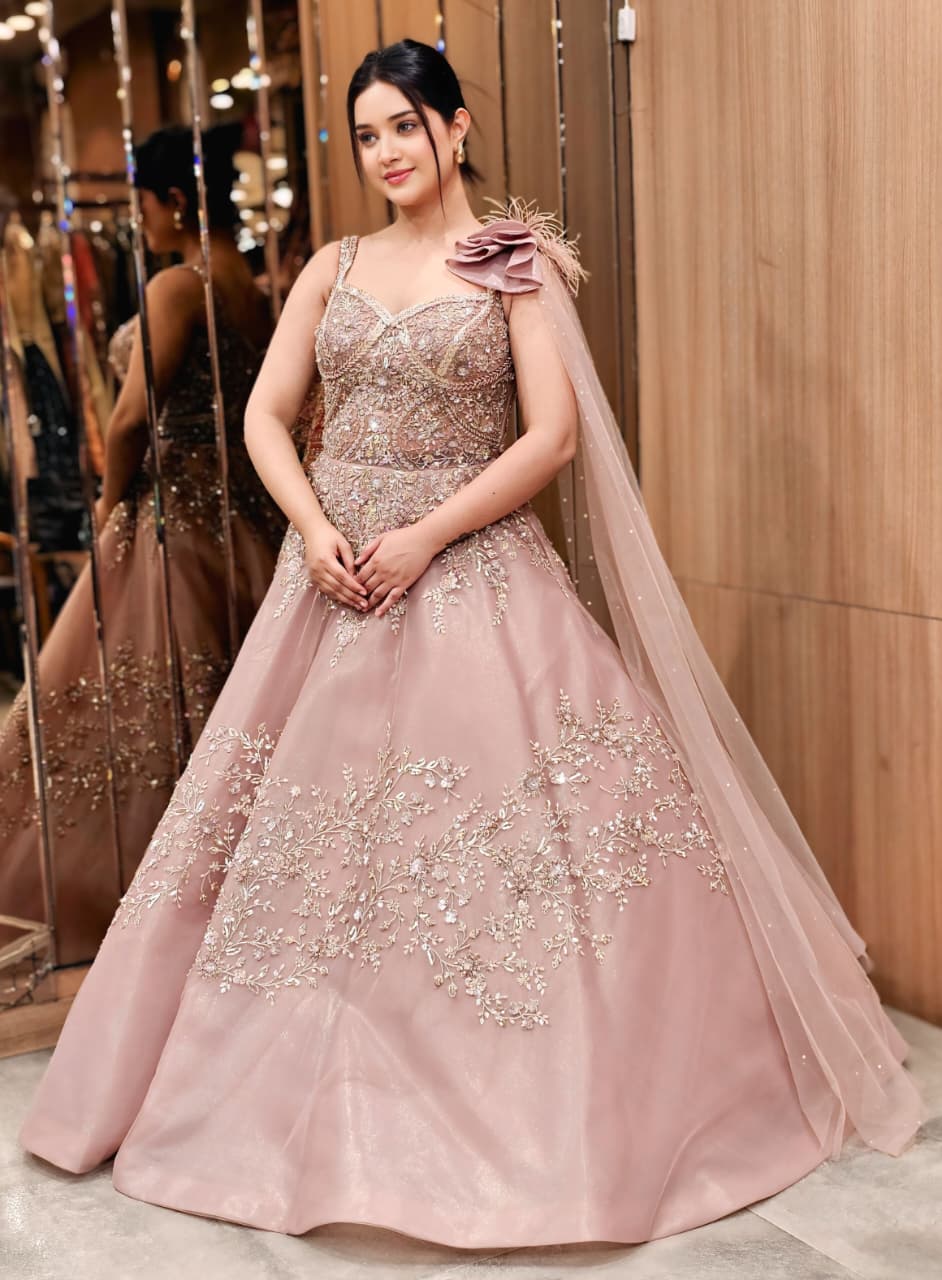 Elegance Light Pink Party Gown – By Saluja Store