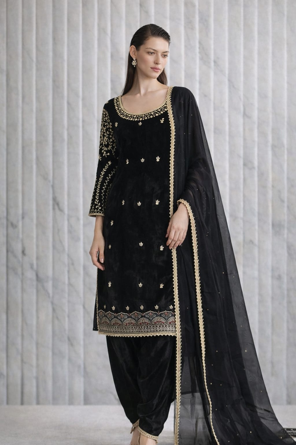 Royal Noir Velvet Black Suit – By Saluja Store