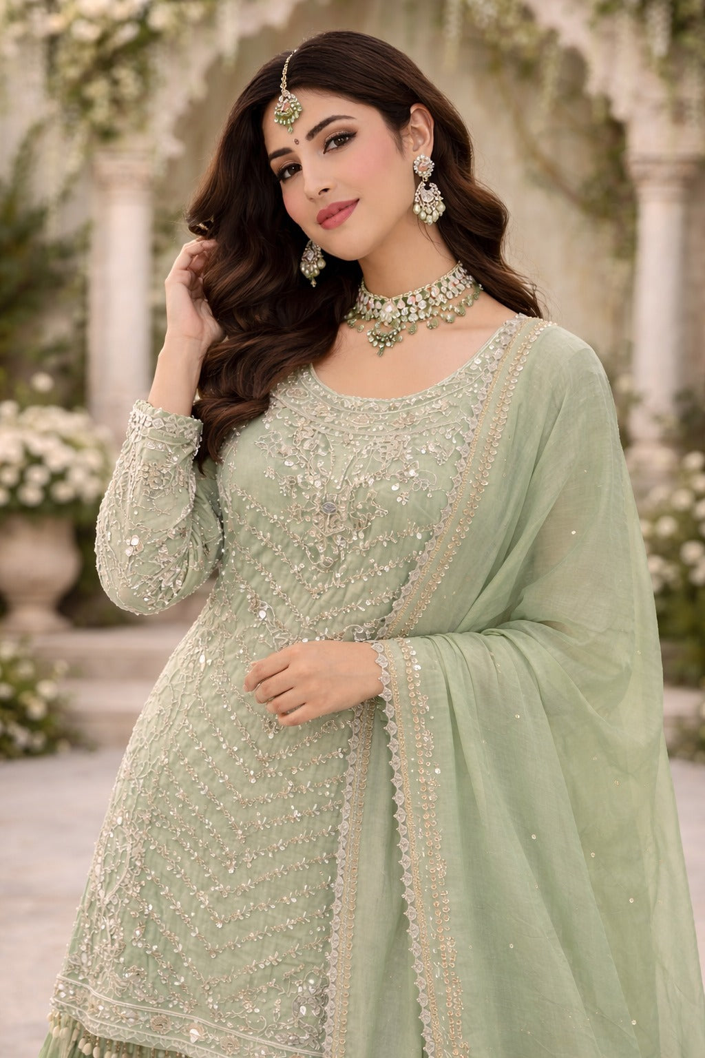 Elegant Flow Skirt Suit – Saluja Store