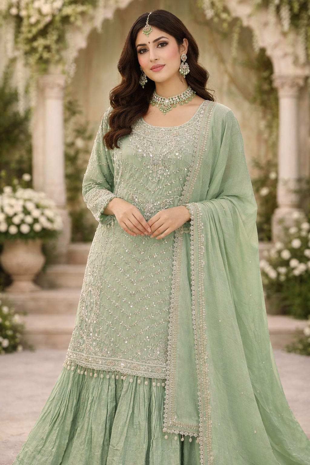 Elegant Flow Skirt Suit – Saluja Store