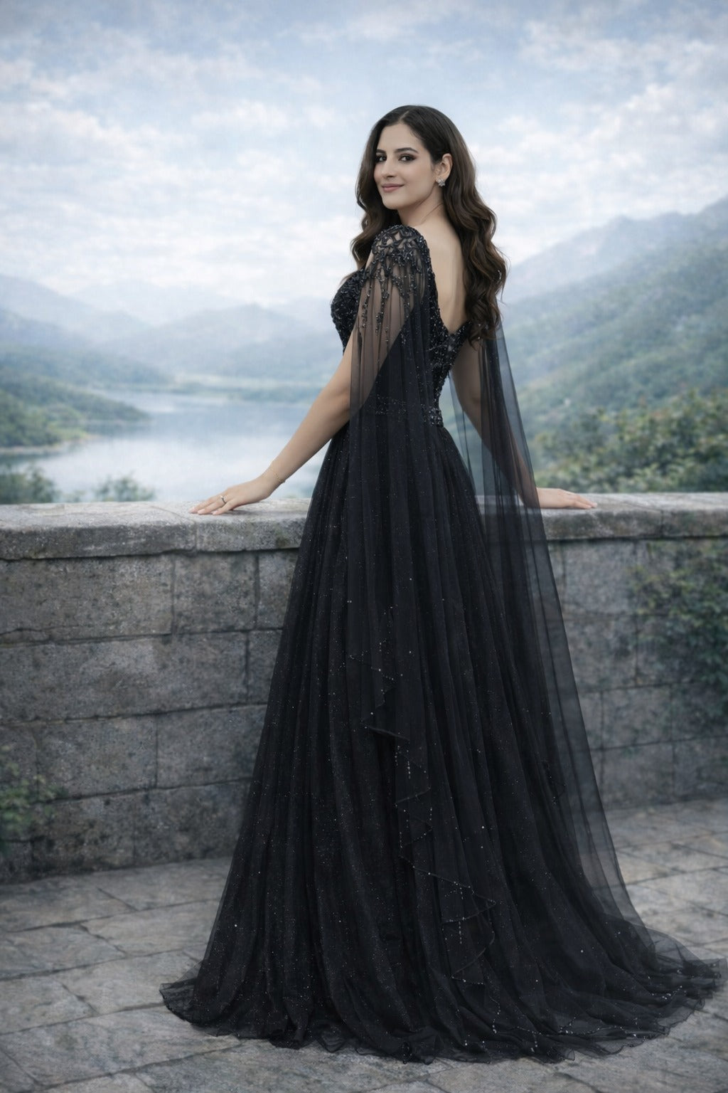 Black Indo-Western One Piece Gown