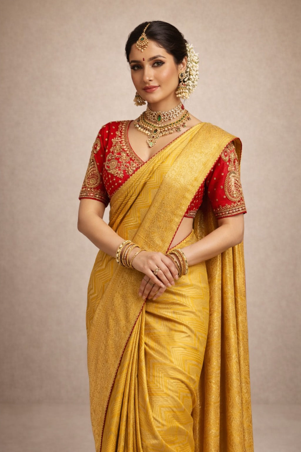 Royal Yellow Premium Banarasi Saree – Saluja Store