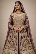 Royal Purple & Gold Indo-Western Anarkali – Saluja Store