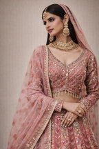 Blush Pink Silk Lehenga Choli with Mirror Work – Saluja Store