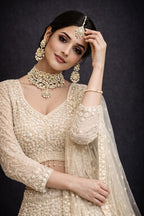 Elegant Off-White Embroidered Fishcut Style – Saluja Store