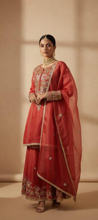 Elegant Short Anarkali with Sharara – Saluja Store