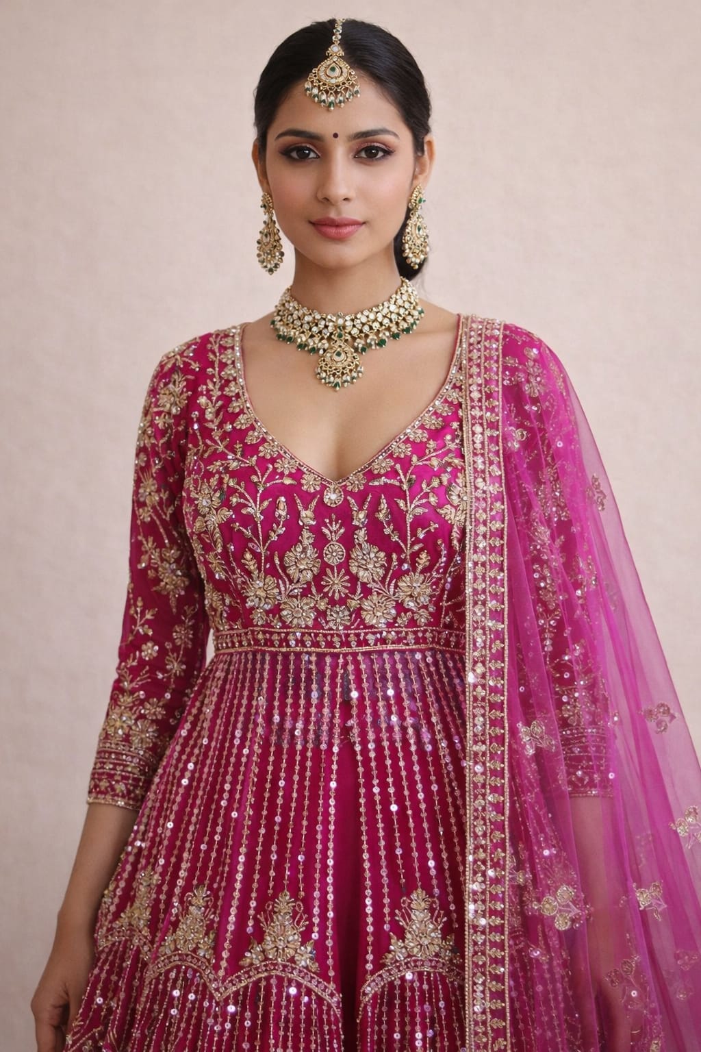 Blush Elegance Pink Indo-Western Anarkali – Saluja Store