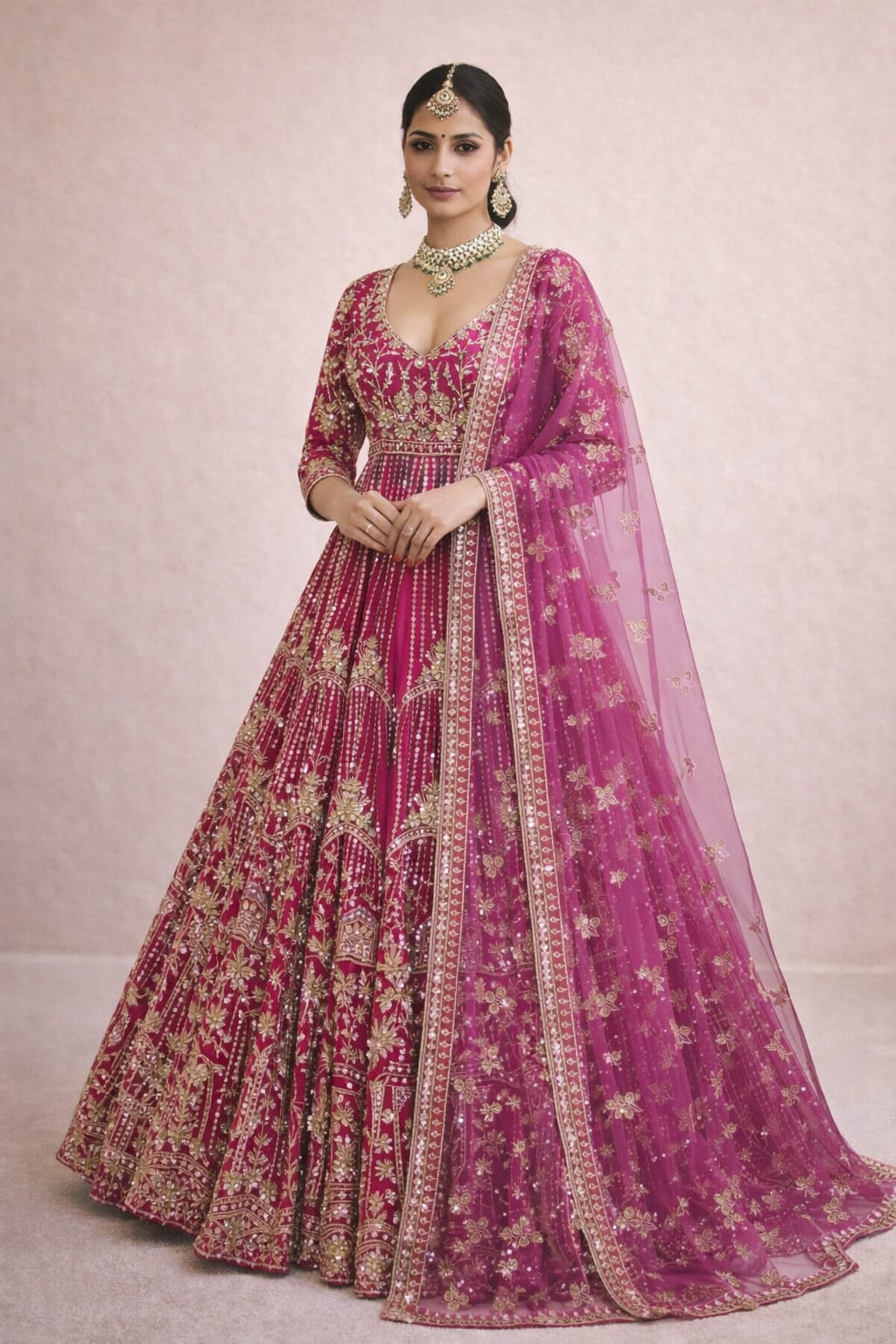 Blush Elegance Pink Indo-Western Anarkali – Saluja Store