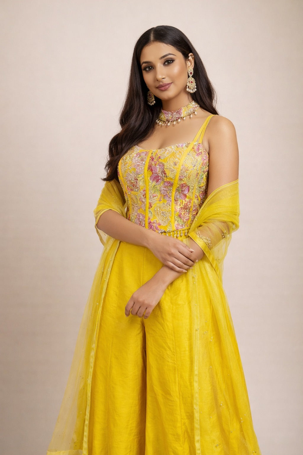 Yellow Indo-Western Outfit – Saluja Store