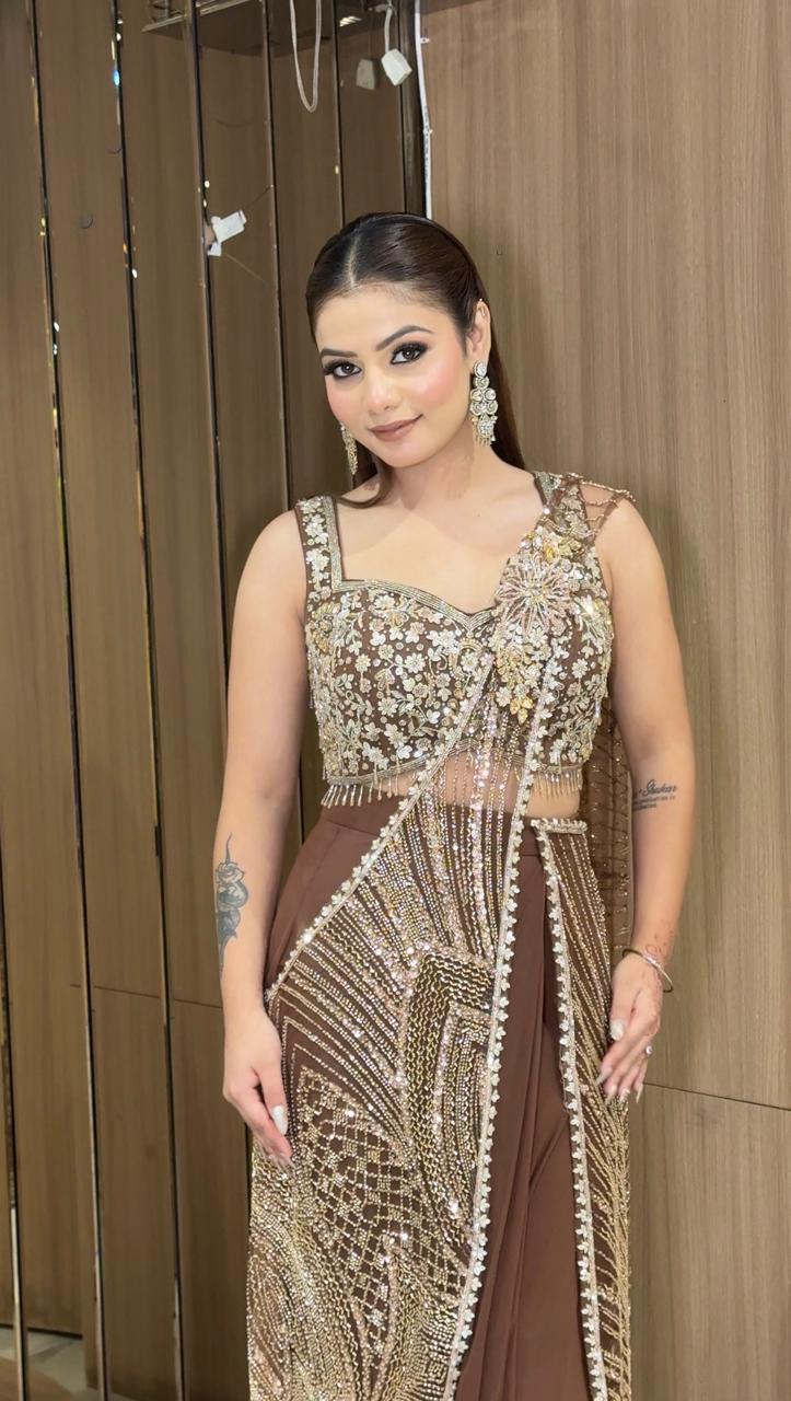 Crystal Drape Luxe Saree – Saluja Store