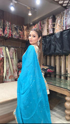 Royal Azure Mirror Work Patiala Suit - Saluja Store