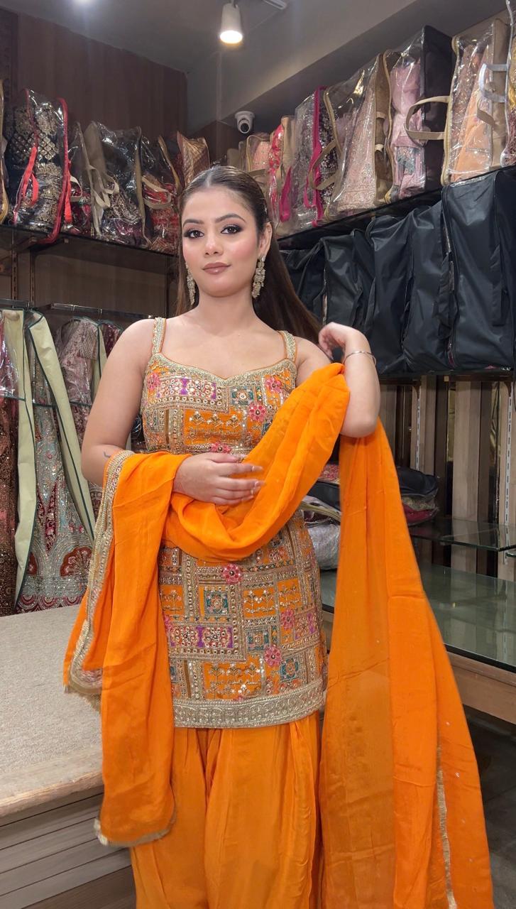 Sunset Royale Mirror Work Patiala Suit – Saluja Store