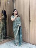 Emerald Veil Designer Net Saree – Saluja Store