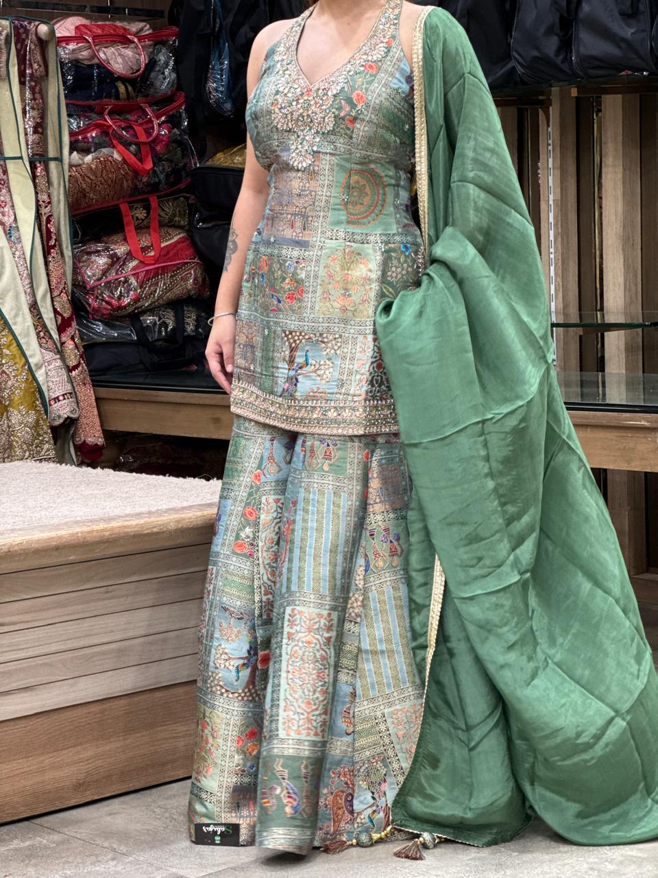 Emerald Heritage Designer Sharara Suit