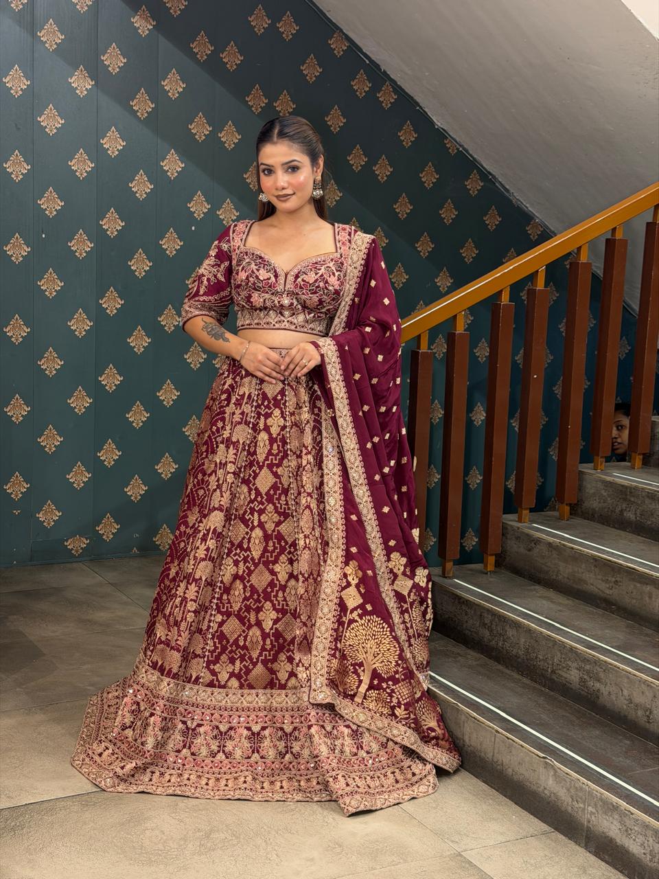 Royal Wine Heritage Bridal Lehenga