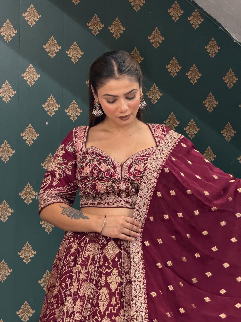 Royal Wine Heritage Bridal Lehenga