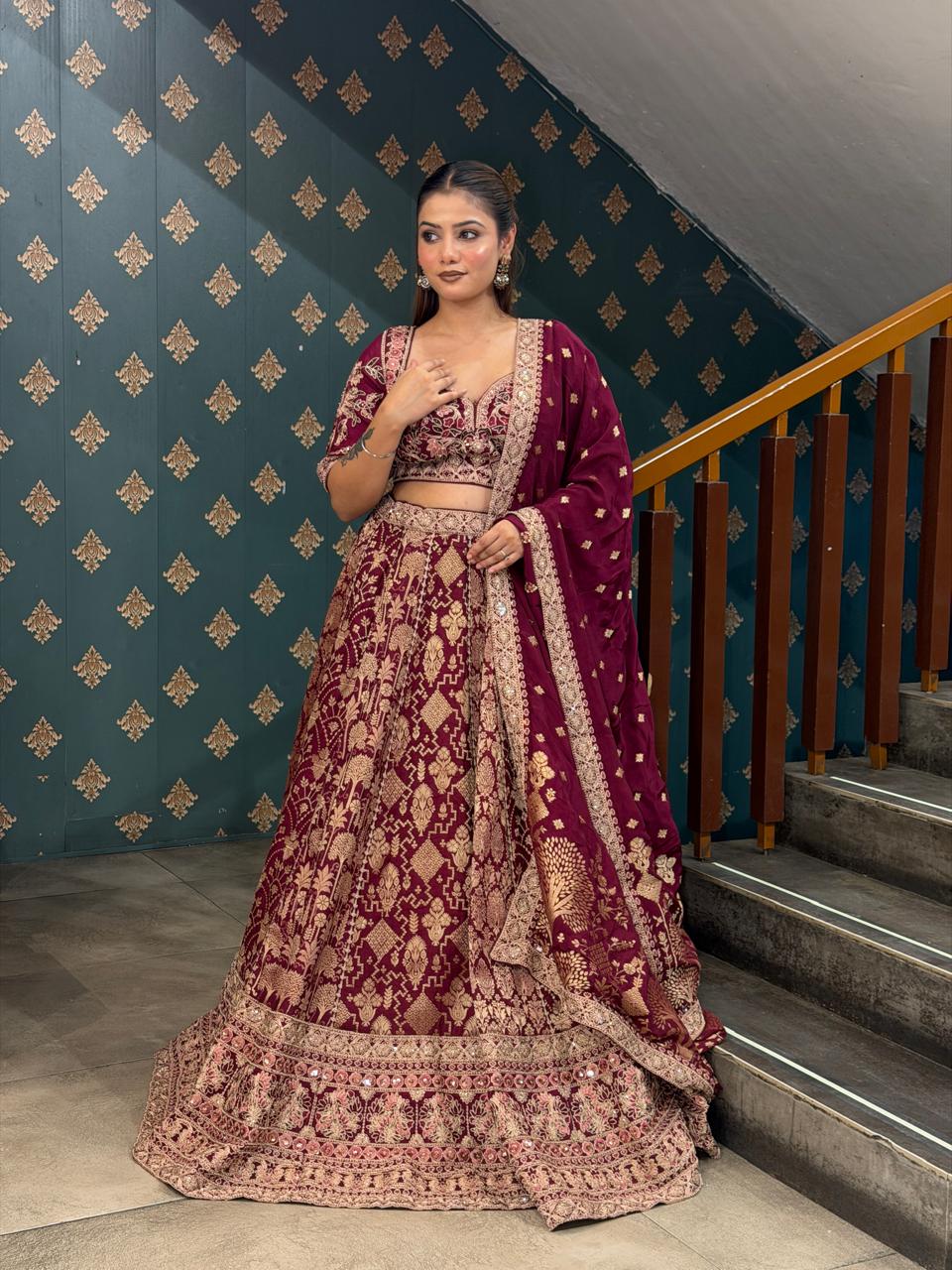 Royal Wine Heritage Bridal Lehenga