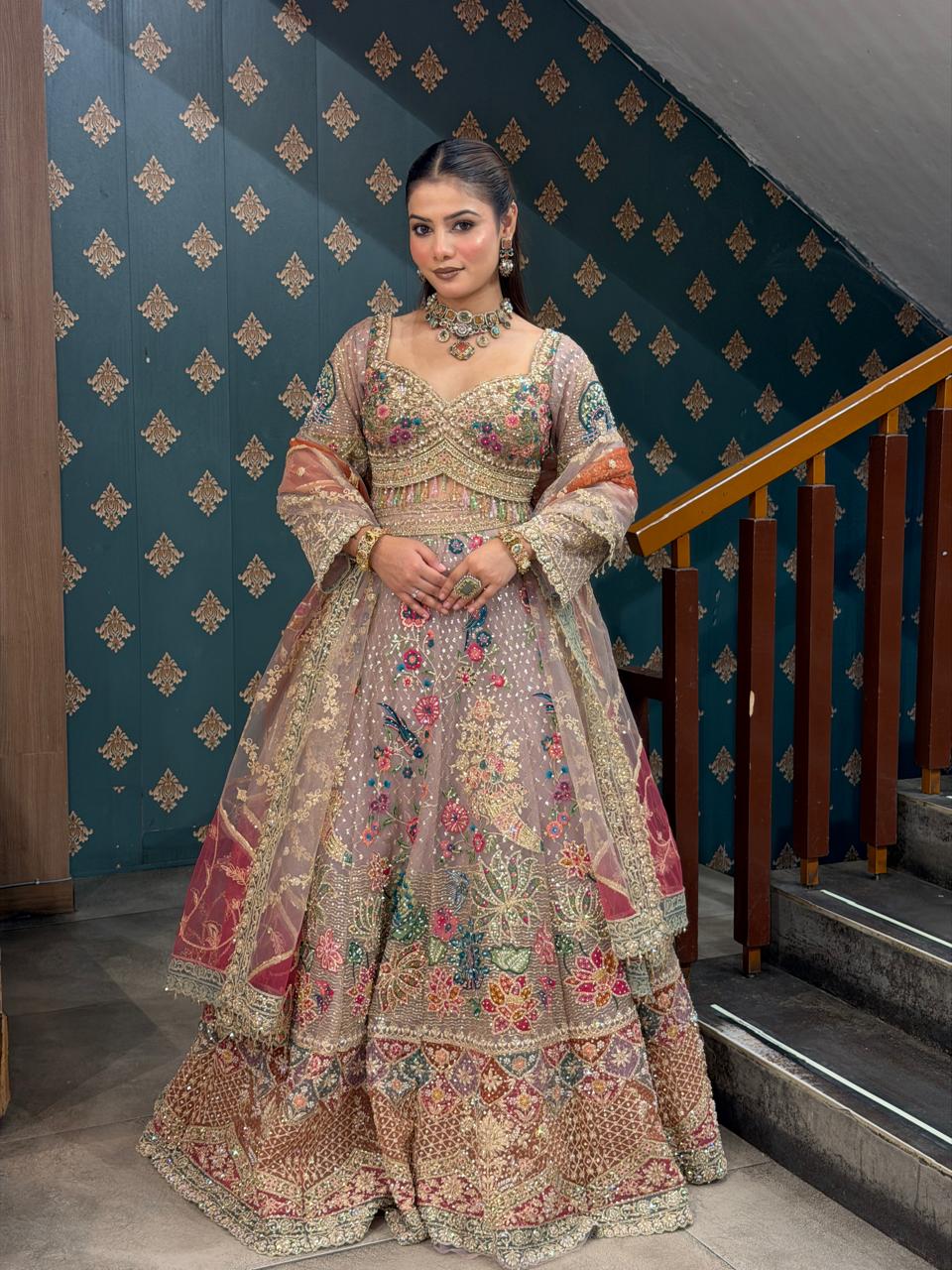 Pastel Bloom Designer Bridal Lehenga – Saluja Store