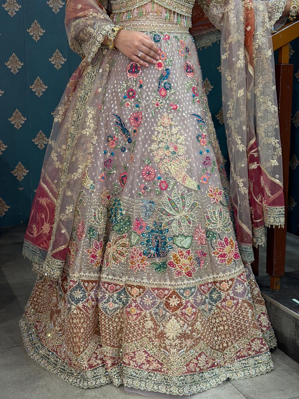 Pastel Bloom Designer Bridal Lehenga – Saluja Store