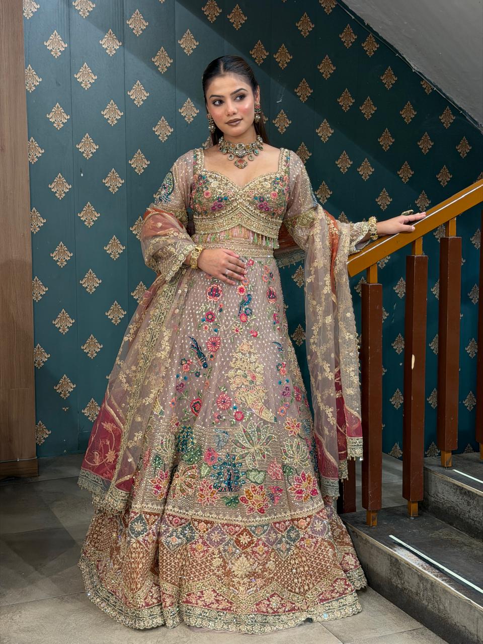 Pastel Bloom Designer Bridal Lehenga – Saluja Store