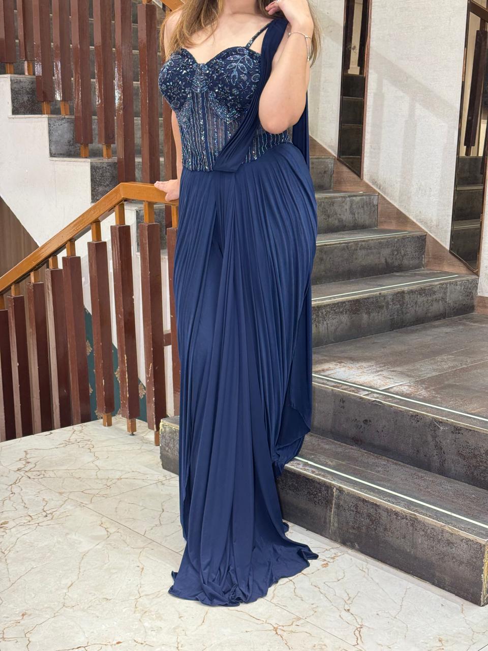 Sapphire Corset Drape Saree – Saluja Store