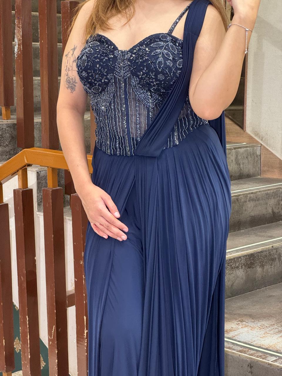 Sapphire Corset Drape Saree – Saluja Store
