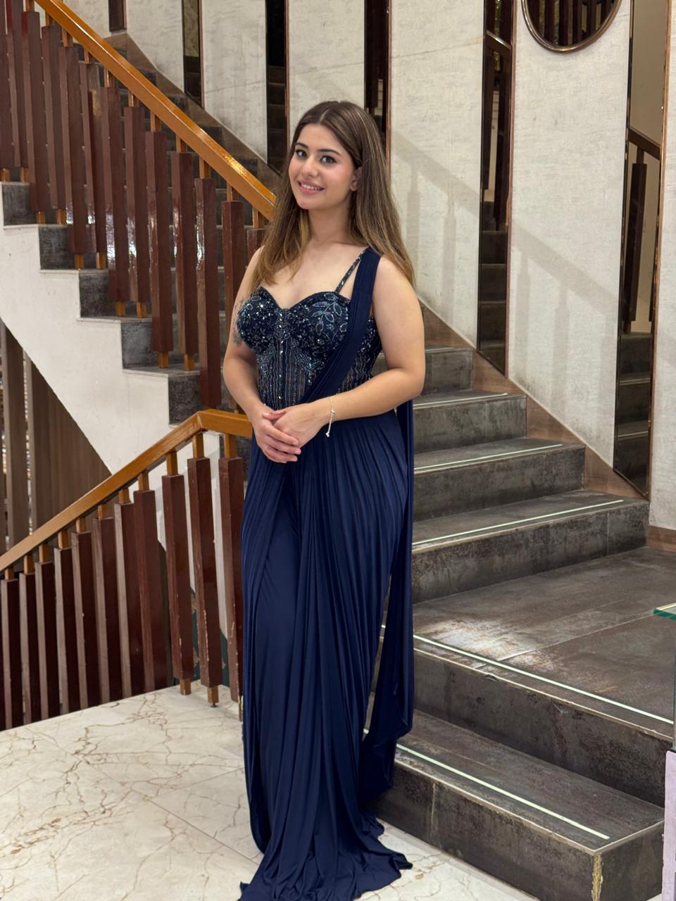 Sapphire Corset Drape Saree – Saluja Store