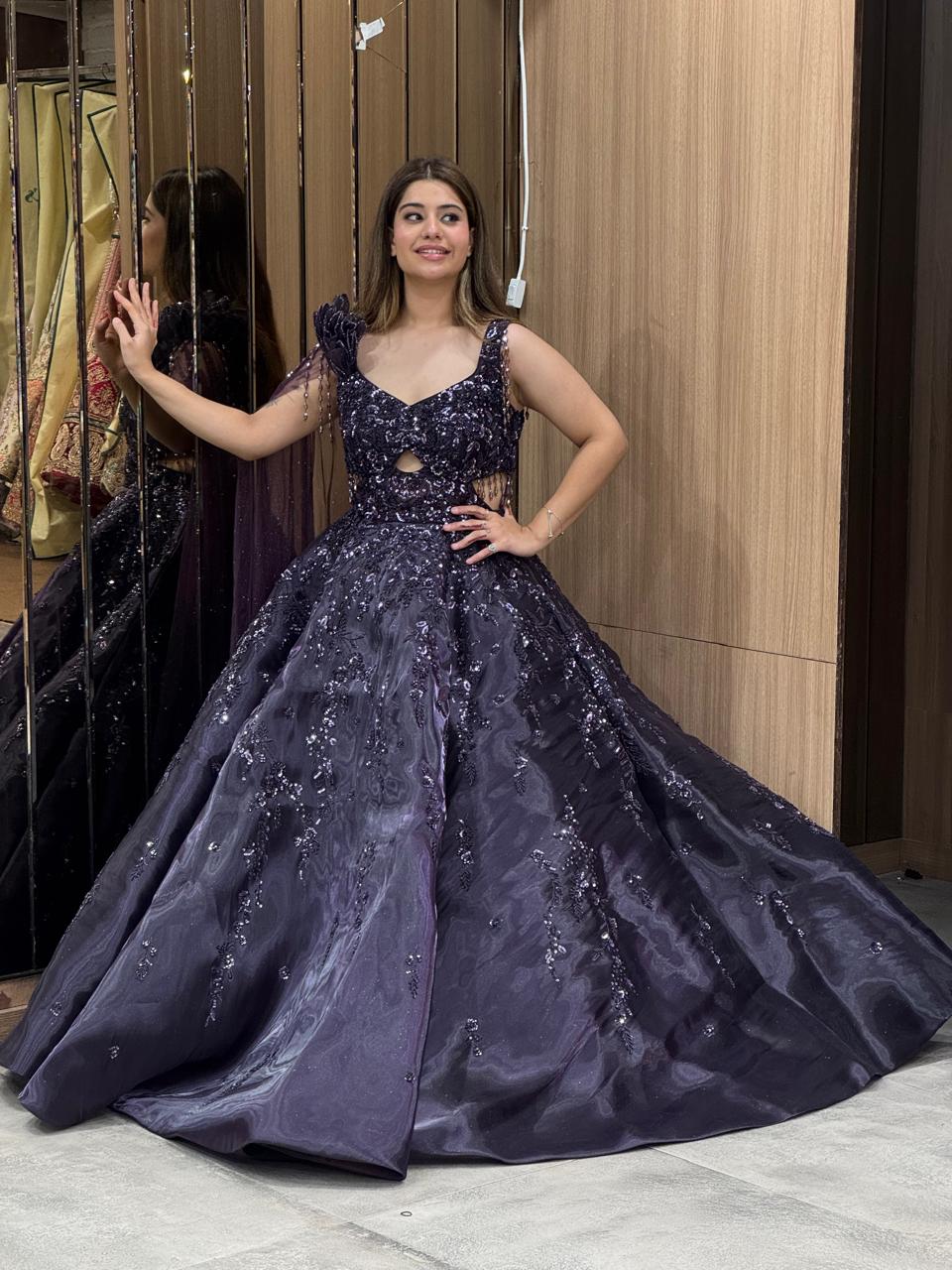Midnight Lavender Sequin Lehenga – Saluja Store