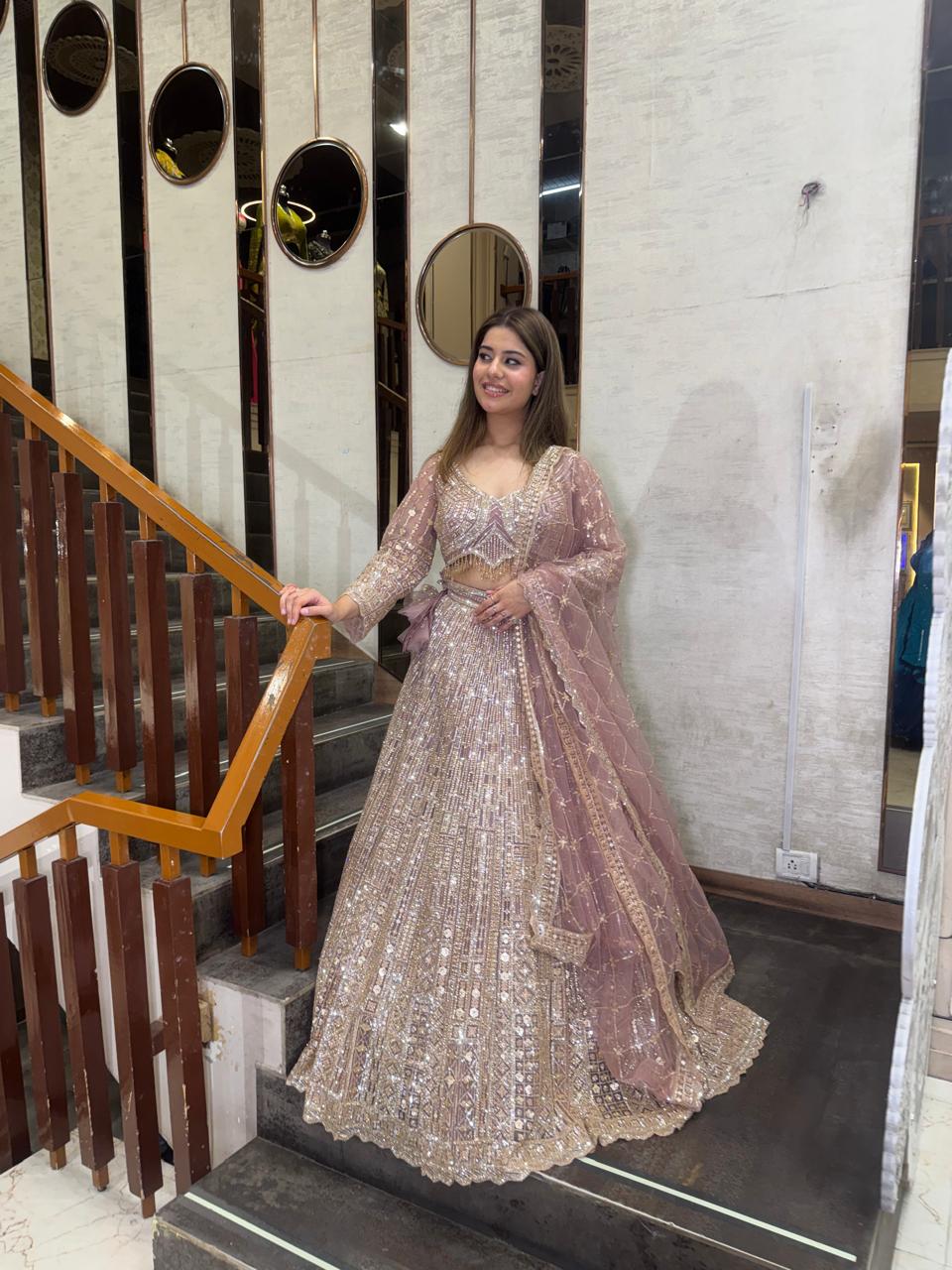 Champagne Blush Sequin Lehenga