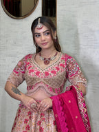Rose Pink Floral Embroidered Bridal Lehenga