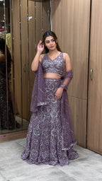 Lavender Sequin Embellished Lehenga
