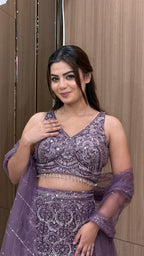 Lavender Sequin Embellished Lehenga