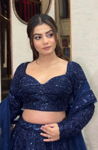 Midnight Blue Embroidered Lehenga Set